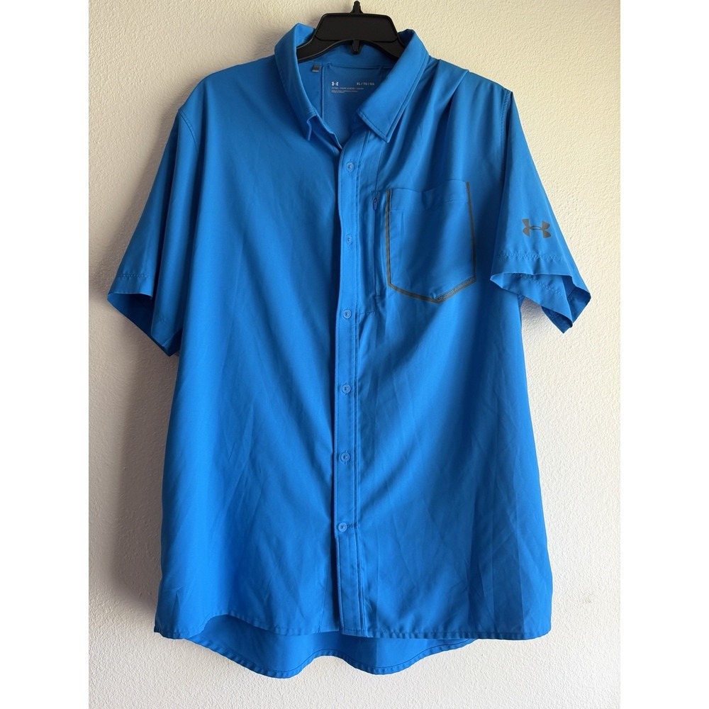 Under Armour Men's UA Drift Tide XL Blue Vented Short Sleeve Shirt.